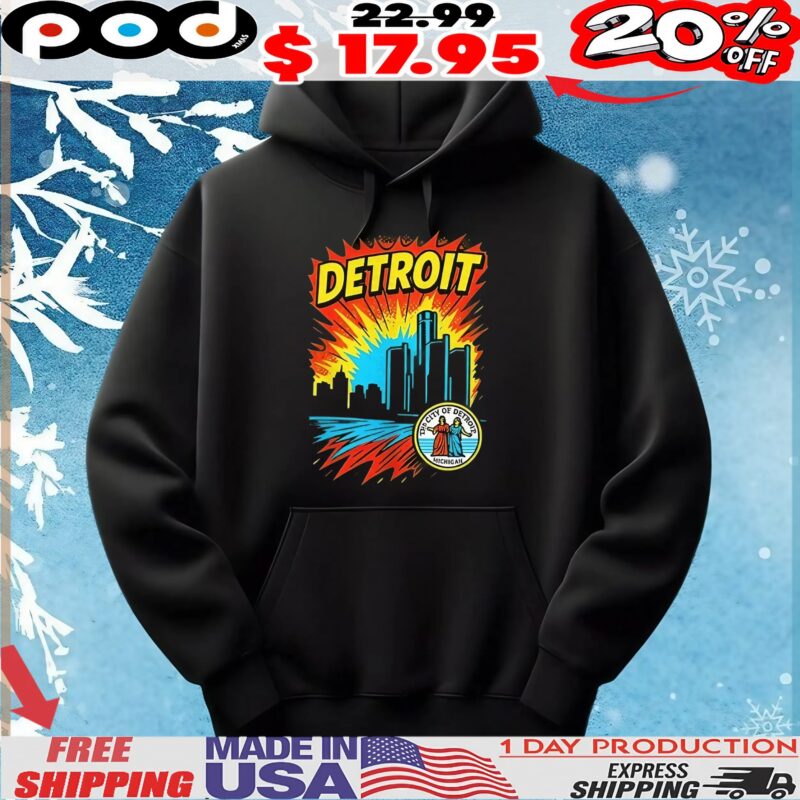 Detroit comic style retro logo t shirt