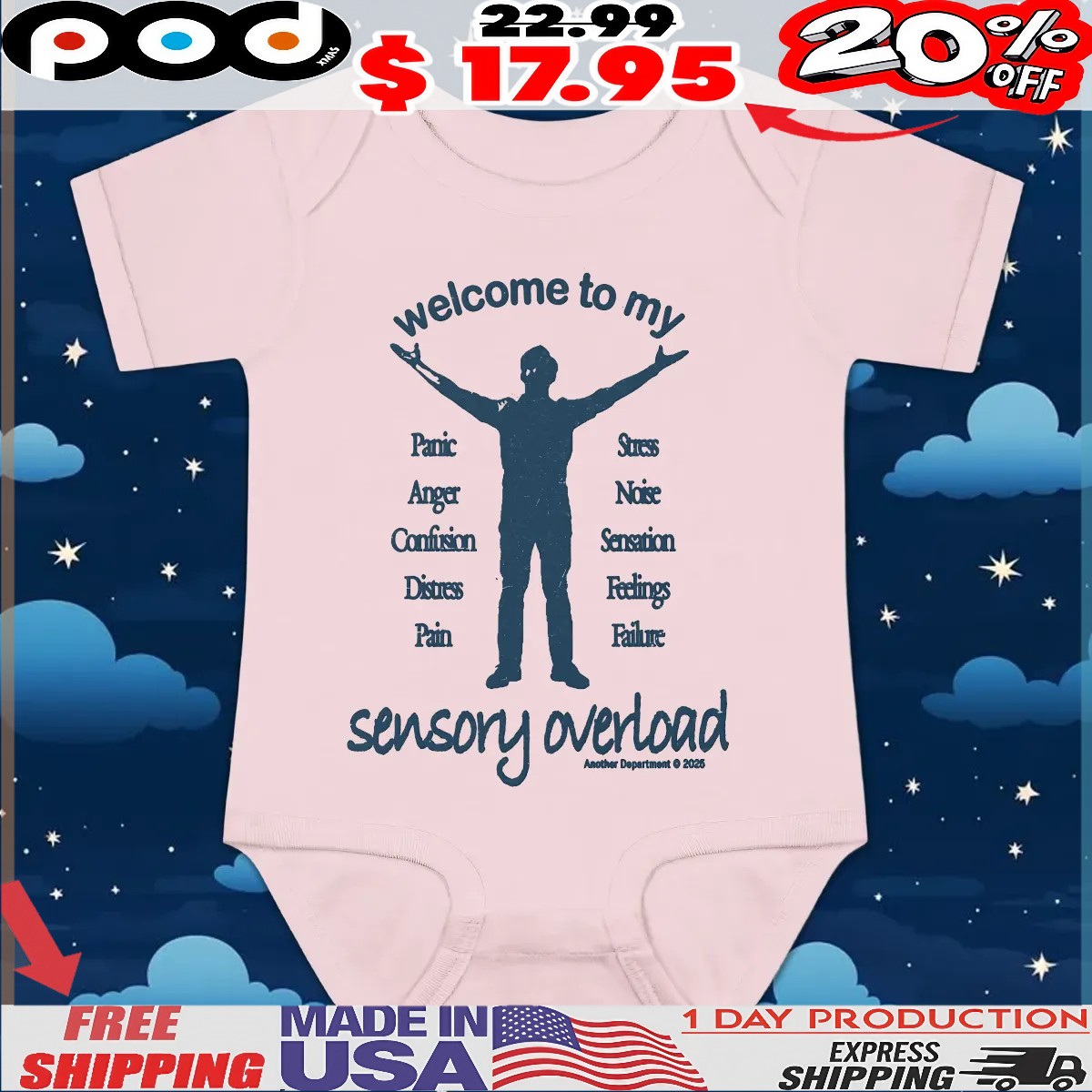 welcome to my sensory overload Panic Anger Confusion Distress Pain Stress Noise Sensation Feelings Failure T Shirt
