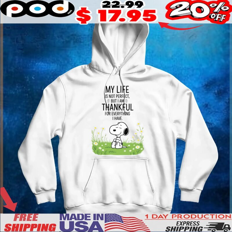 Snoopy Peanuts My Life Is Not Perfect But I Am Thankful For Everything I Have T Shirt