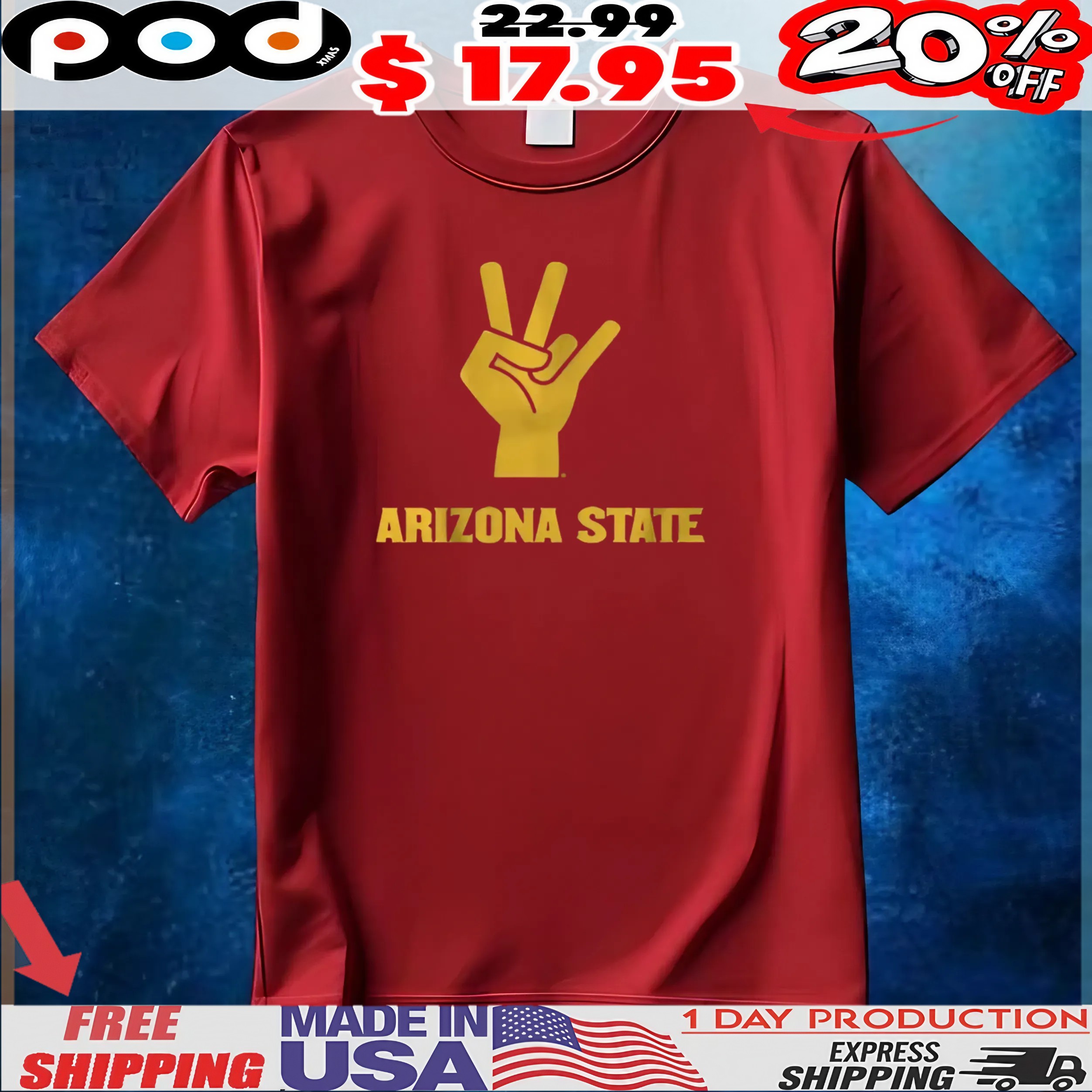 Arizona State Sun Devils Forks Up Hand Sign T Shirt Arizona State Sun Devils Forks Up Hand Sign T Shirt