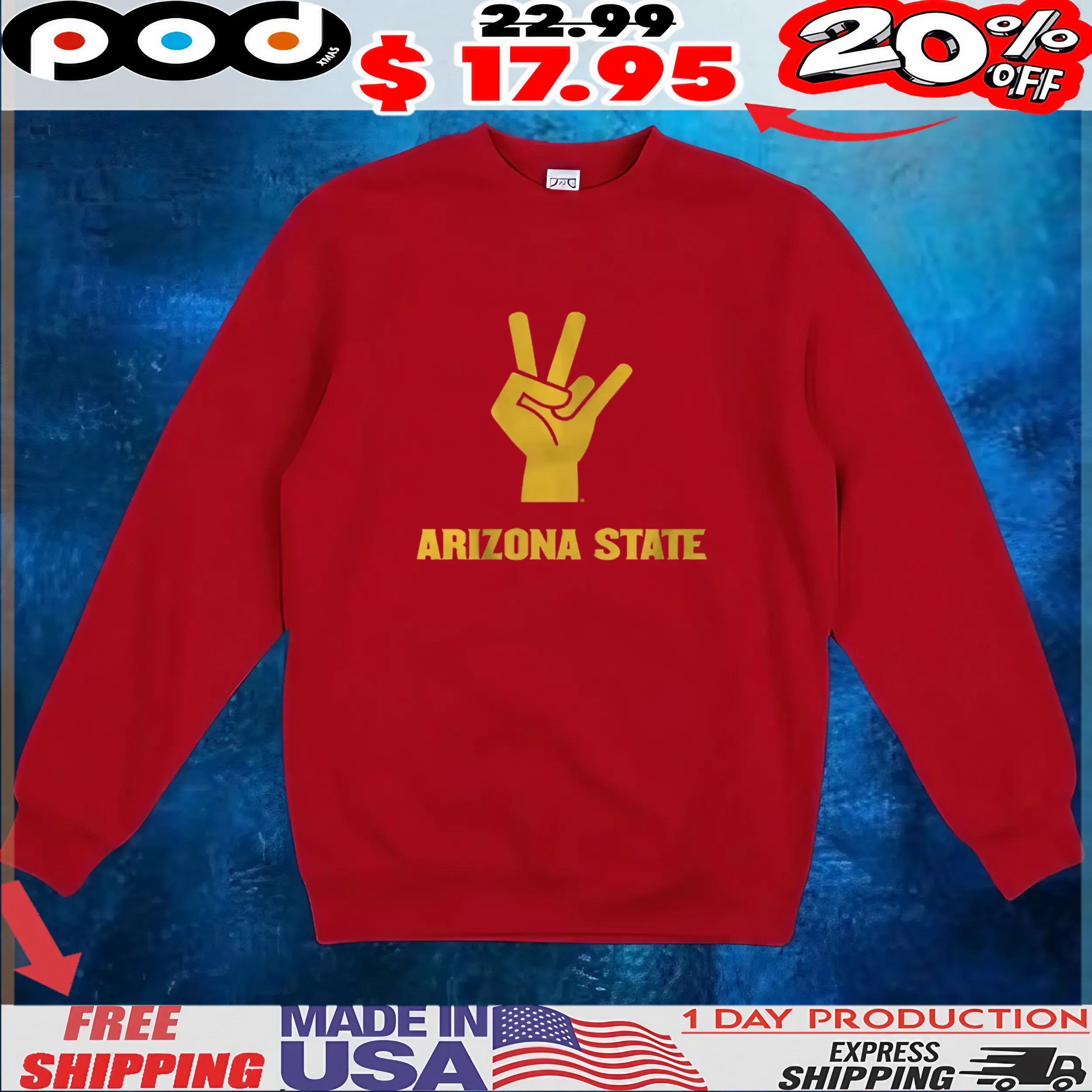 Arizona State Sun Devils Forks Up Hand Sign T Shirt Arizona State Sun Devils Forks Up Hand Sign T Shirt