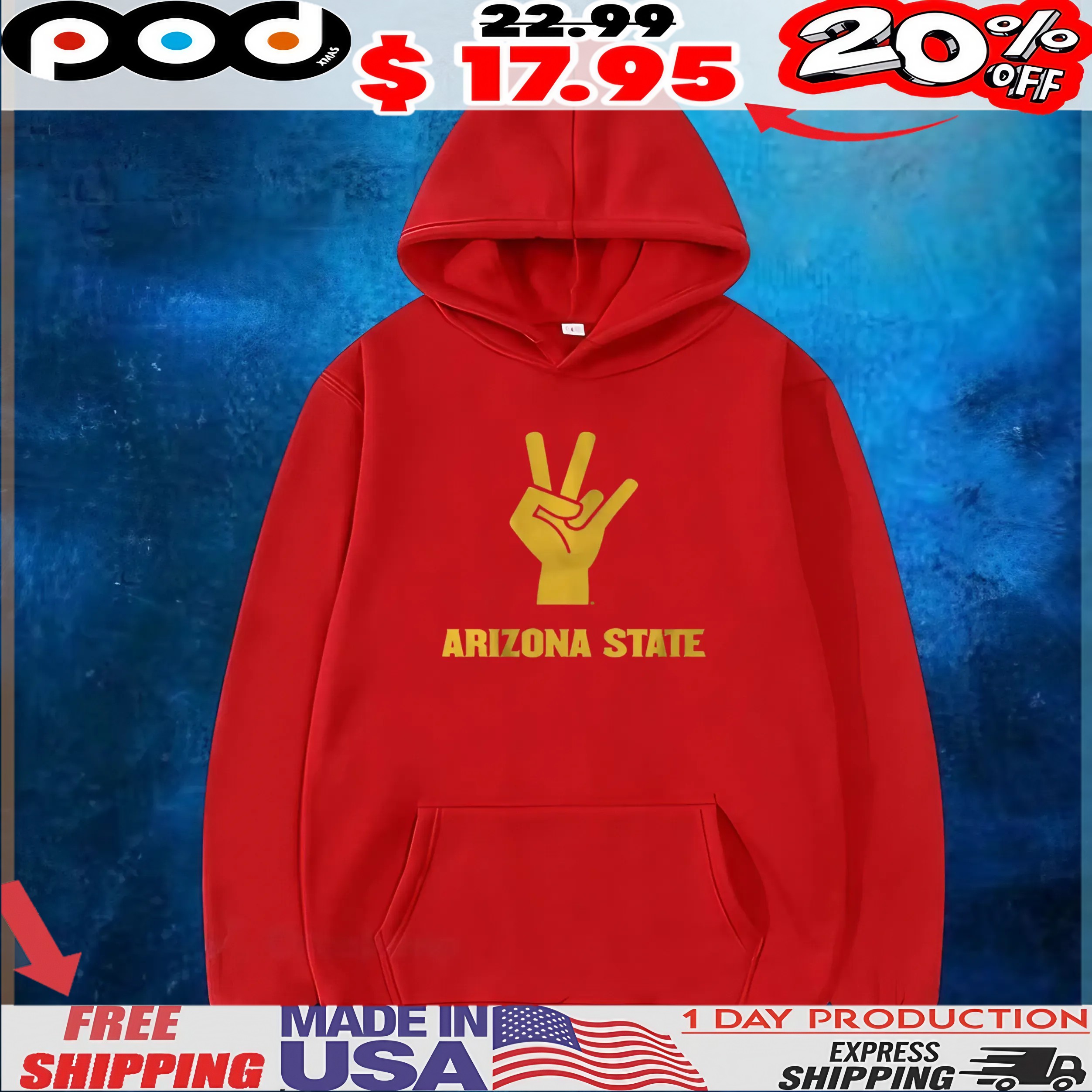 Arizona State Sun Devils Forks Up Hand Sign T Shirt Arizona State Sun Devils Forks Up Hand Sign T Shirt