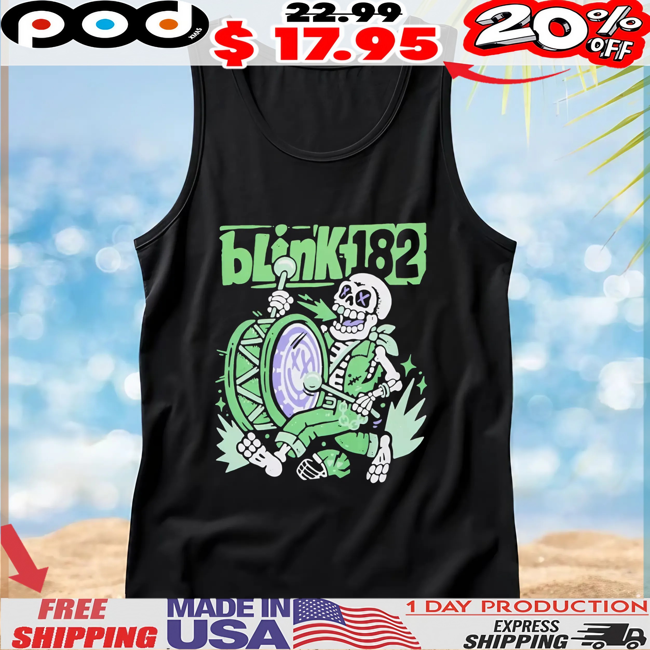 Blink-182 Marching Band Skeleton T Shirt