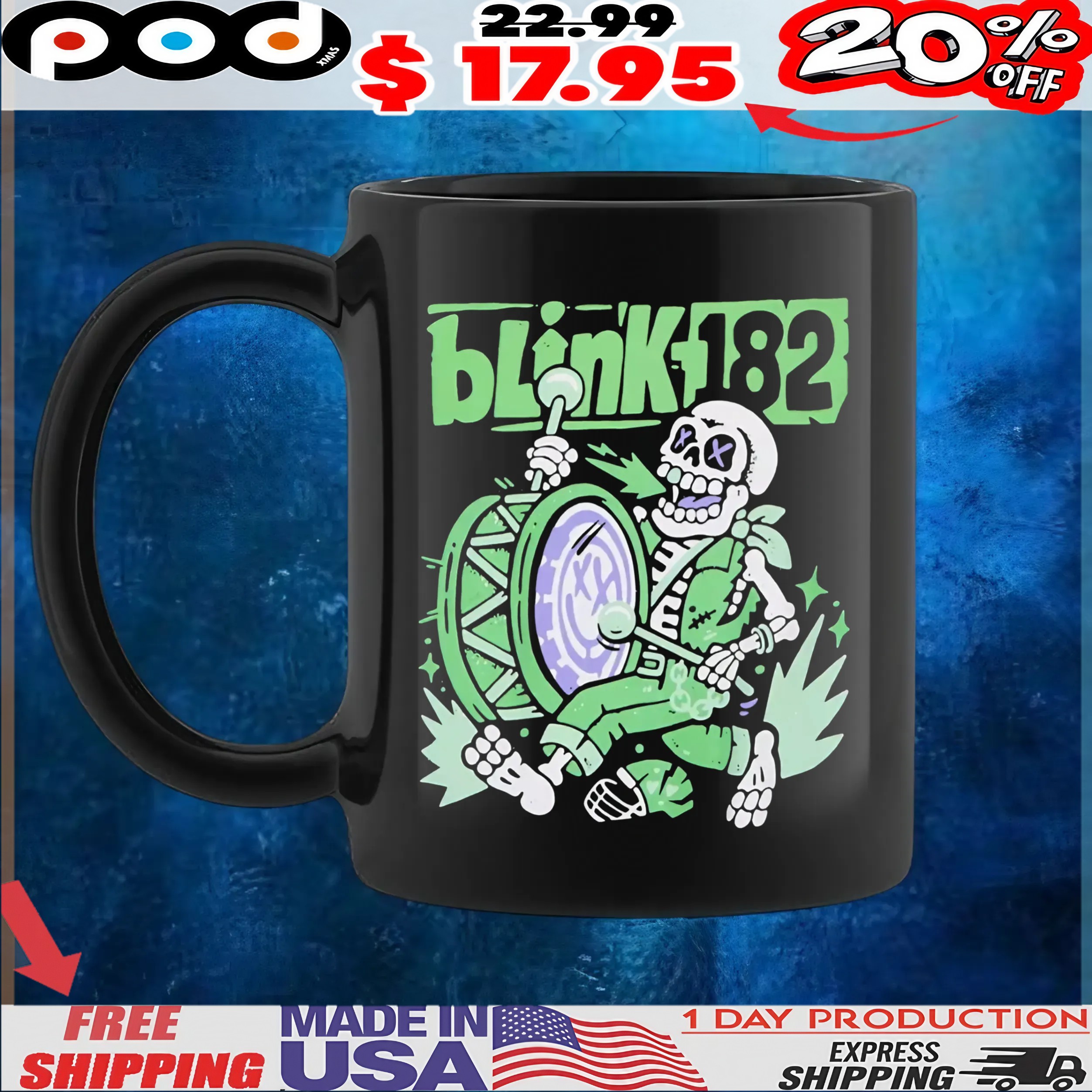 Blink-182 Marching Band Skeleton T Shirt