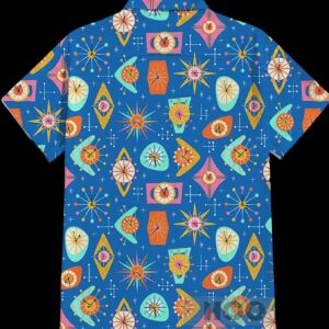 Blue Geometric Elements Mid-Century Modern Patterns Atoms All Over Print T Shirt