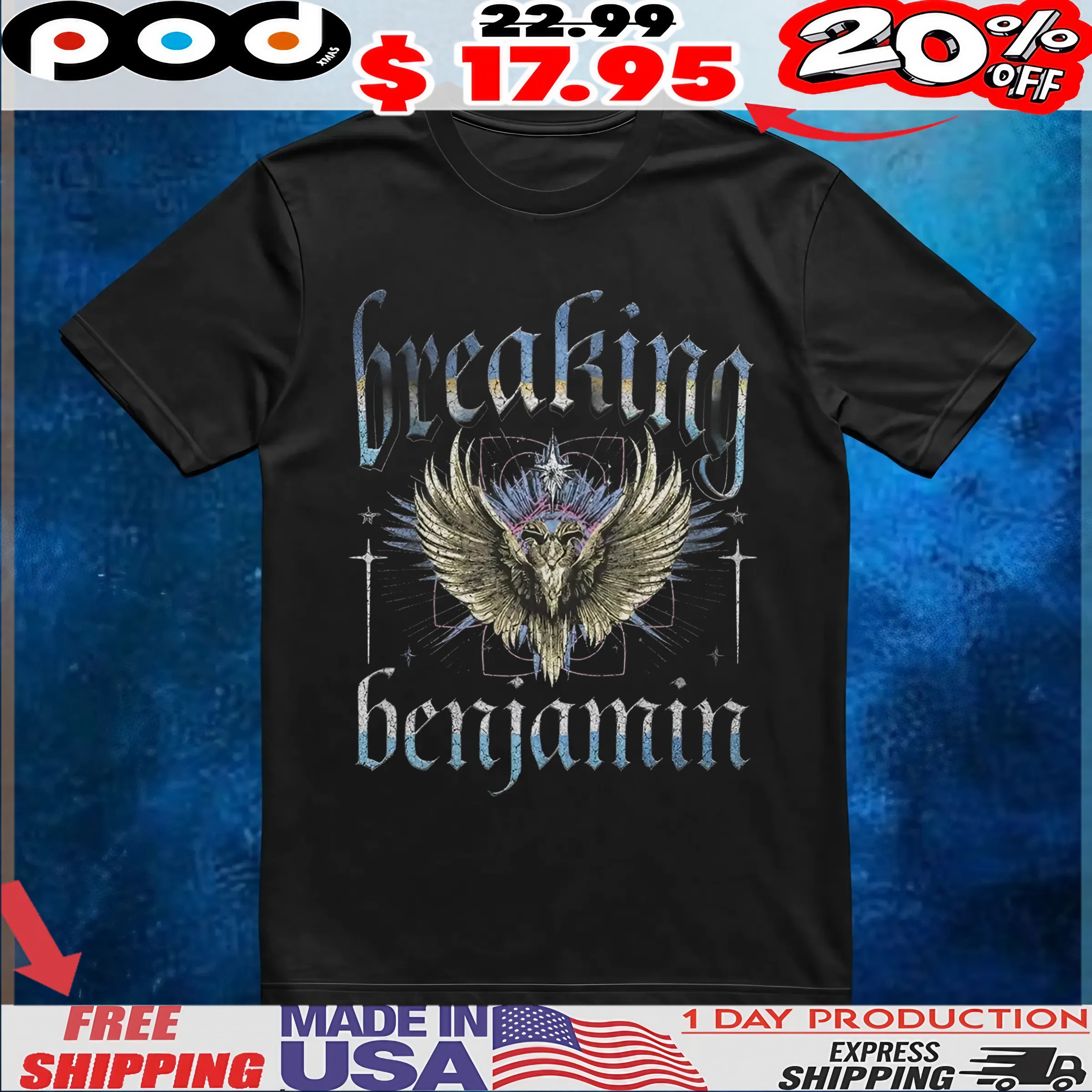 Breaking Benjamin Wings Rock Band T Shirt