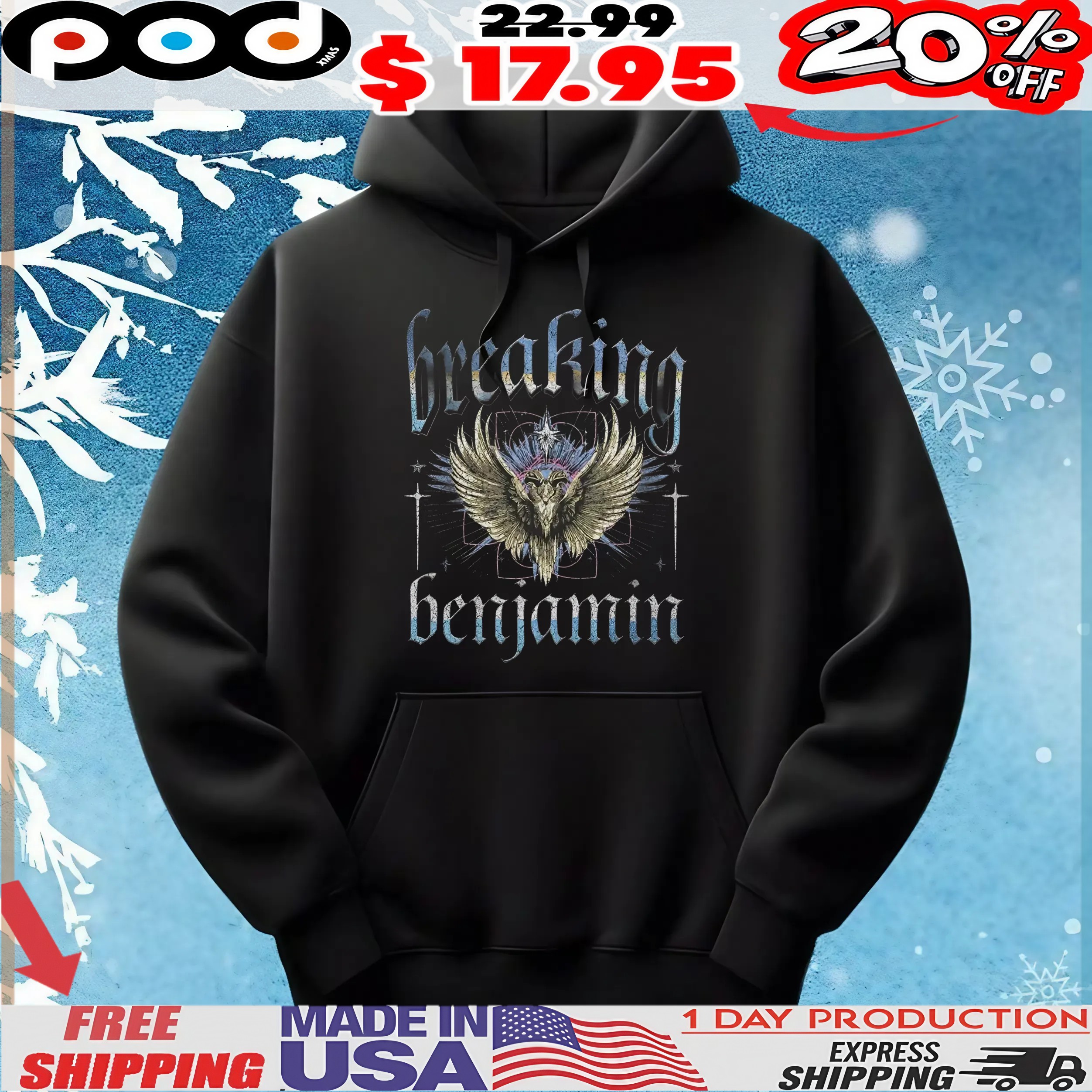 Breaking Benjamin Wings Rock Band T Shirt