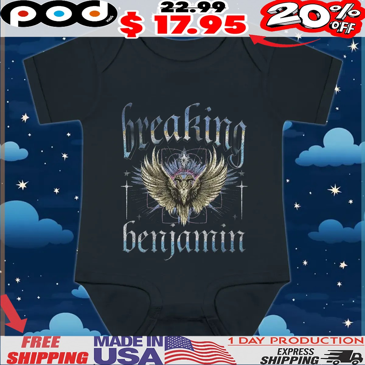 Breaking Benjamin Wings Rock Band T Shirt