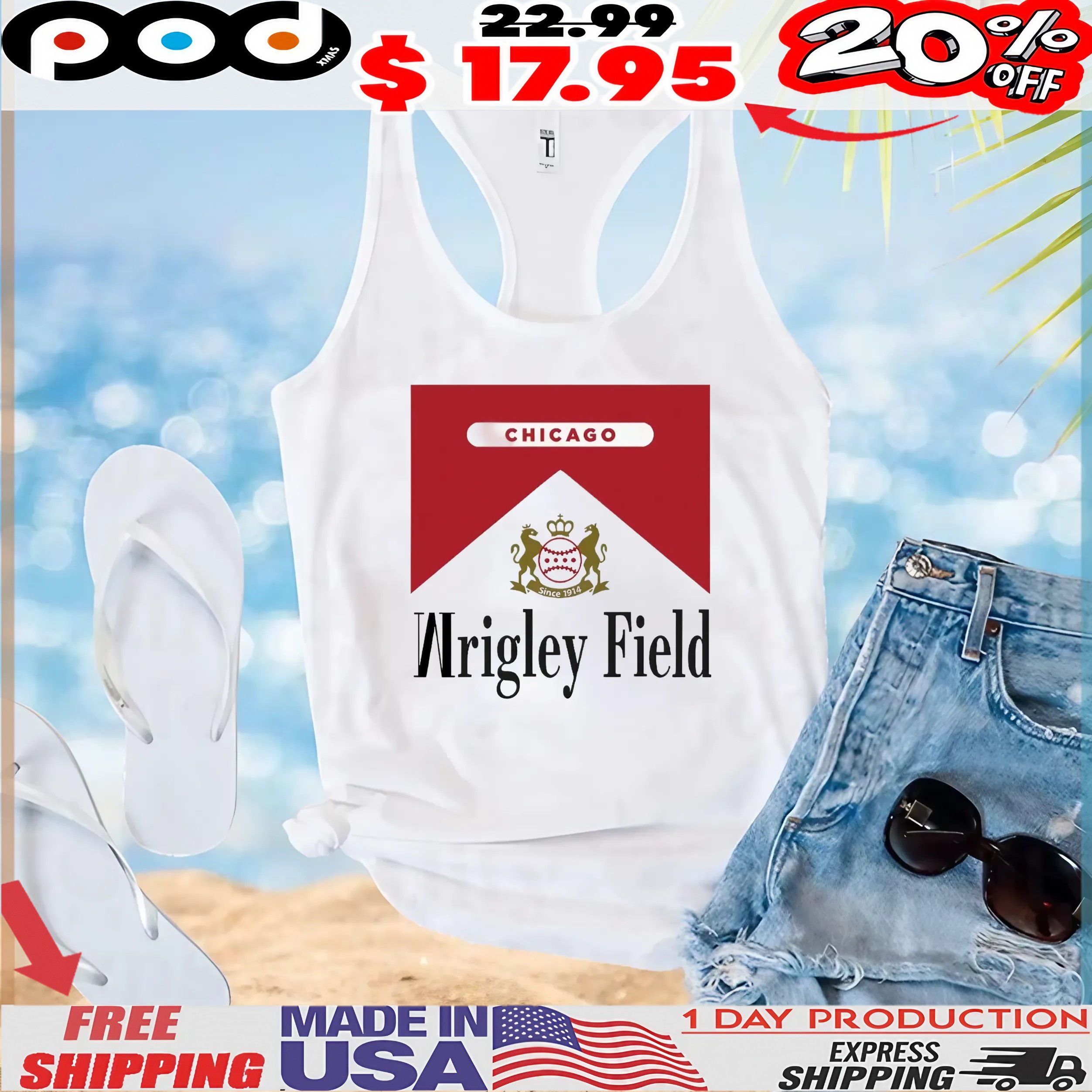 Chicago Cubs Since 1914 Wrigley Field Marlboro T Shirt