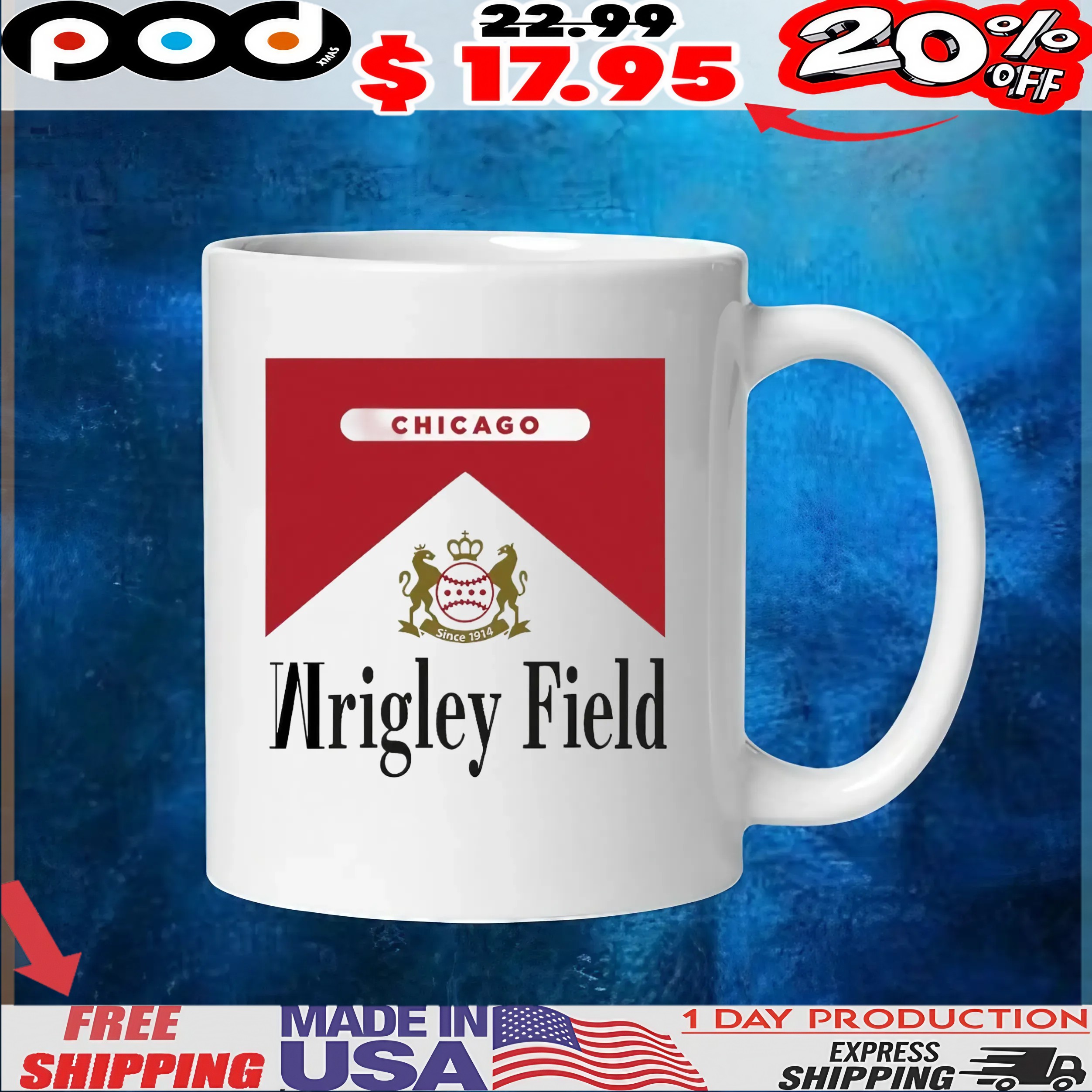 Chicago Cubs Since 1914 Wrigley Field Marlboro T Shirt