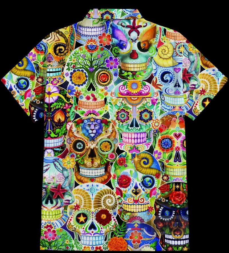 Day of the Dead Colorful Skulls With Artistic Patterns 3D All Over Print T Shirt Day of the Dead Colorful Skulls With Artistic Patterns 3D All Over Print T Shirt