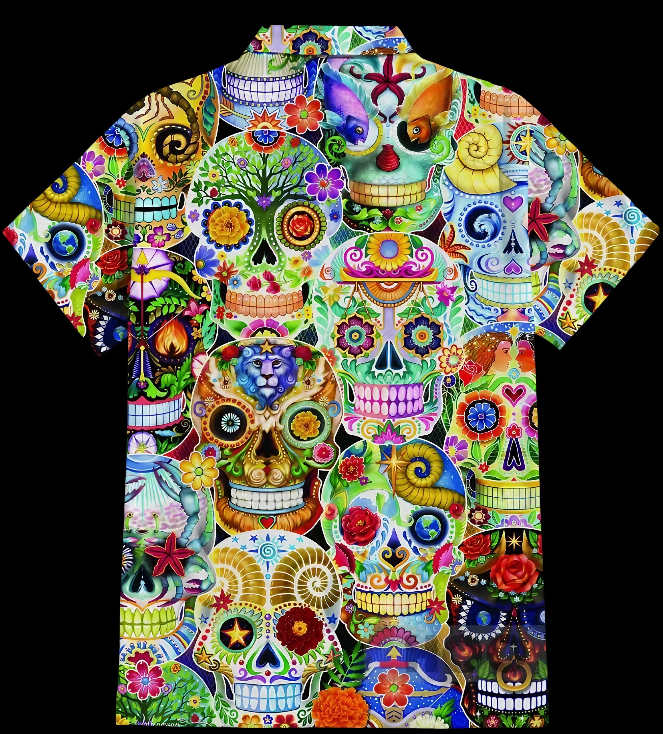 Day of the Dead Colorful Skulls With Artistic Patterns 3D All Over Print T Shirt