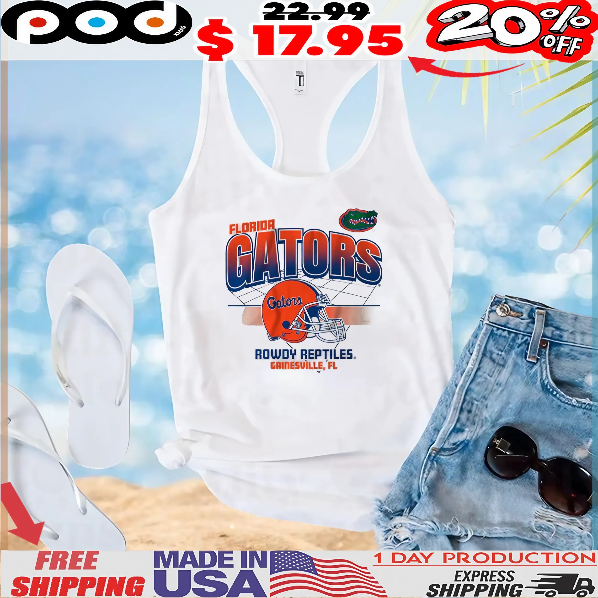 Florida Gators Football Rowdy Reptiles Gainesville Helmet Grid T Shirt