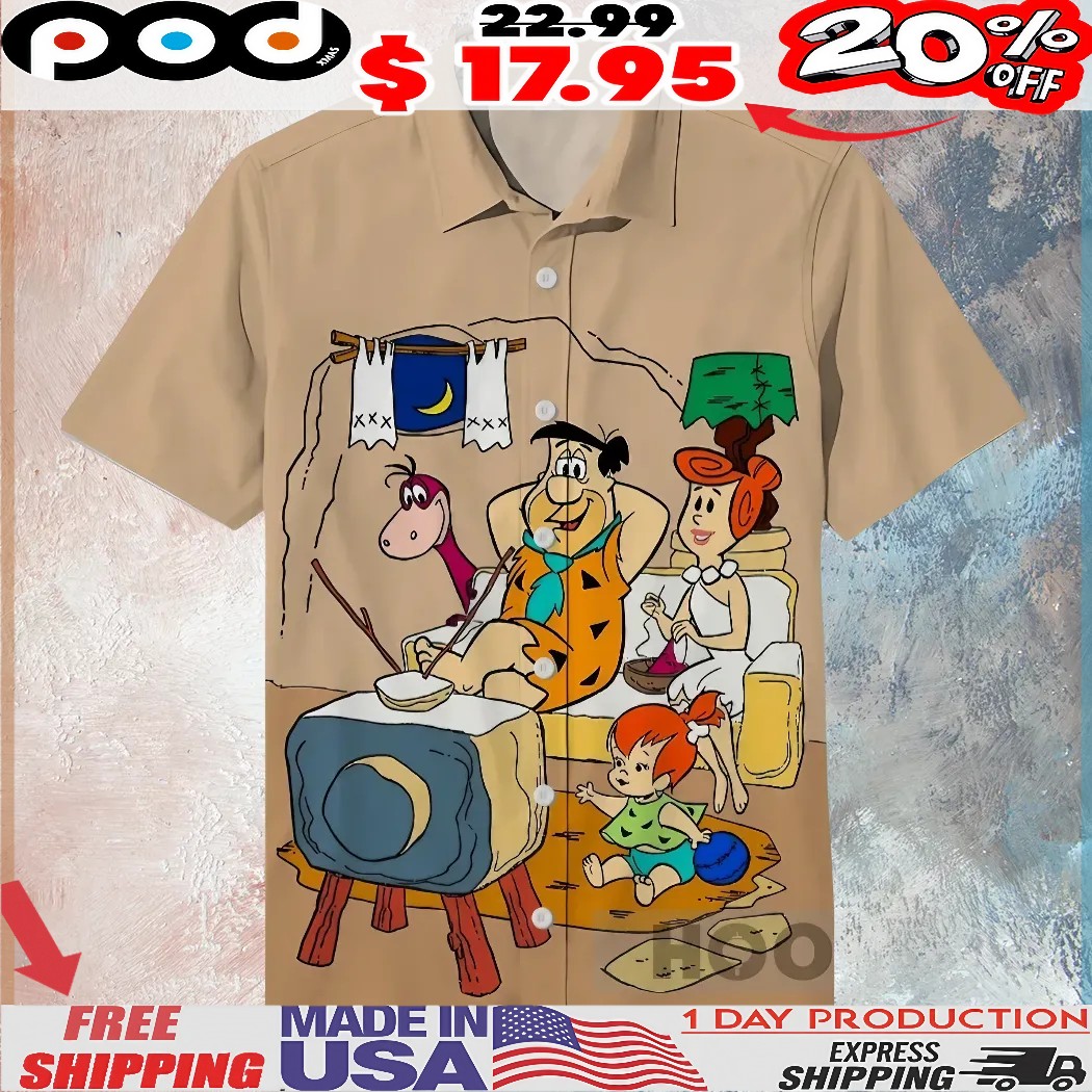 Fred Flintstone Wilma Flintstone The Flintstones Stone Age Savage Primitive Family Watching Tv 3d All Over Print Shirt