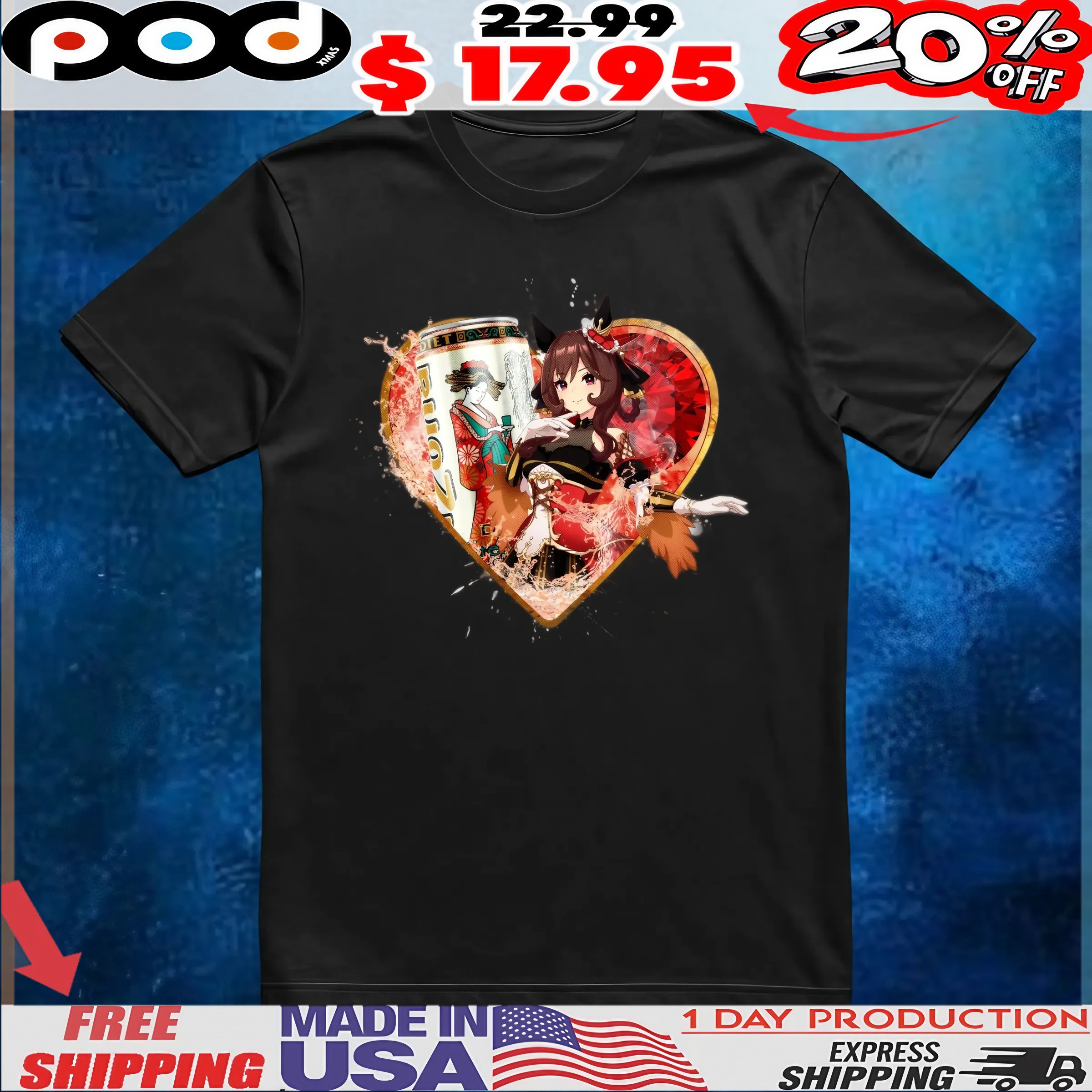 Gentildonna Uma Musume Pretty Derby Arizona Diet Green Tea T Shirt