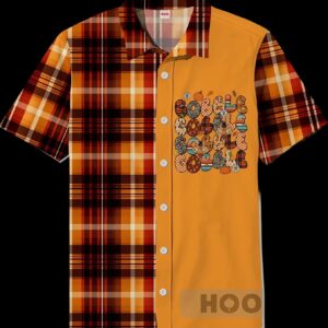 Gobble Thanksgiving Orange Plaid Halloween Hawaiian Shirt