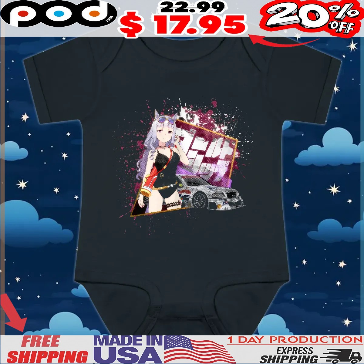 Gold Ship Uma Musume Pretty Derby Mercedes-Benz W202 AMG DTM T Shirt