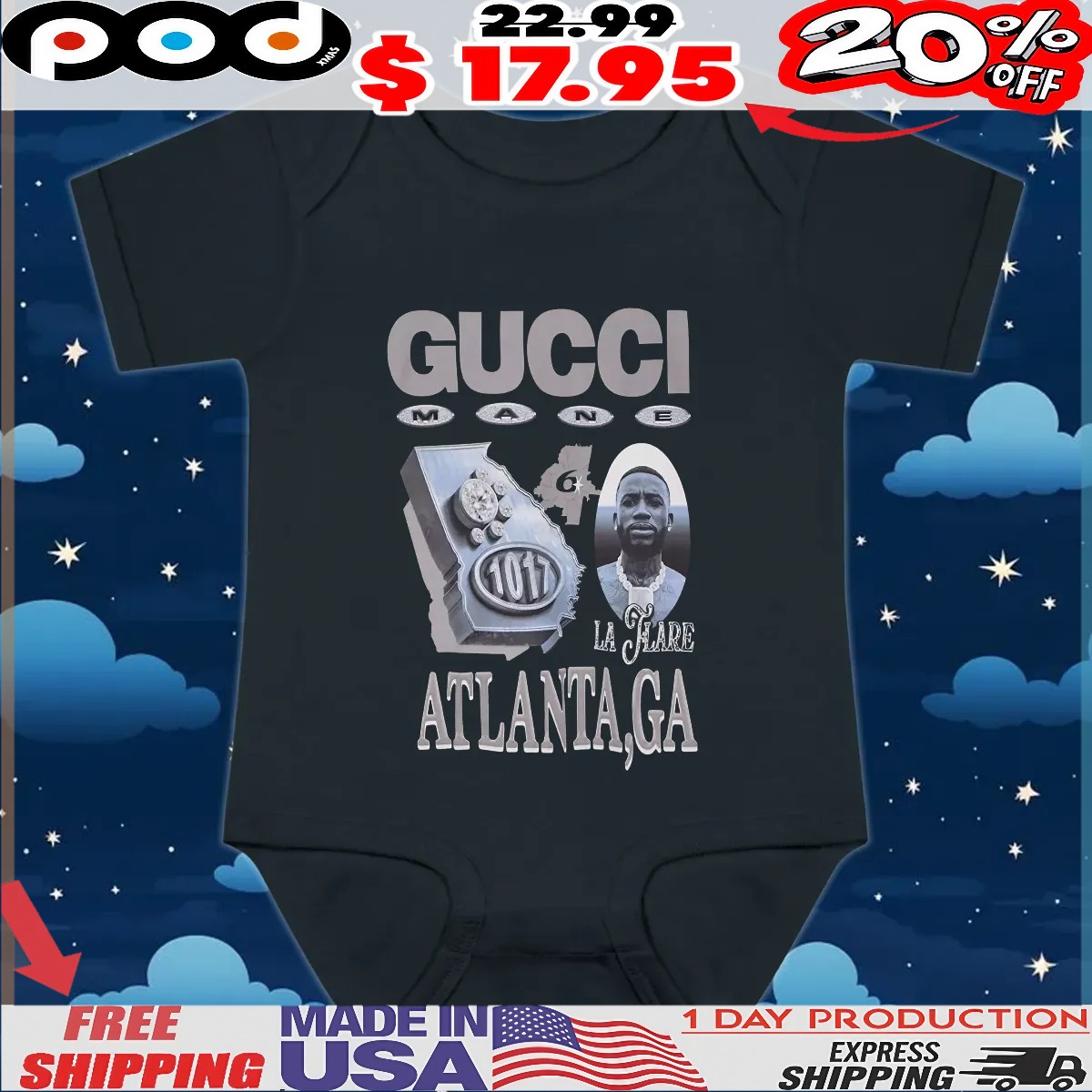 Gucci Mane La Flare Atlanta, Ga T Shirt Gucci Mane La Flare Atlanta, Ga T Shirt