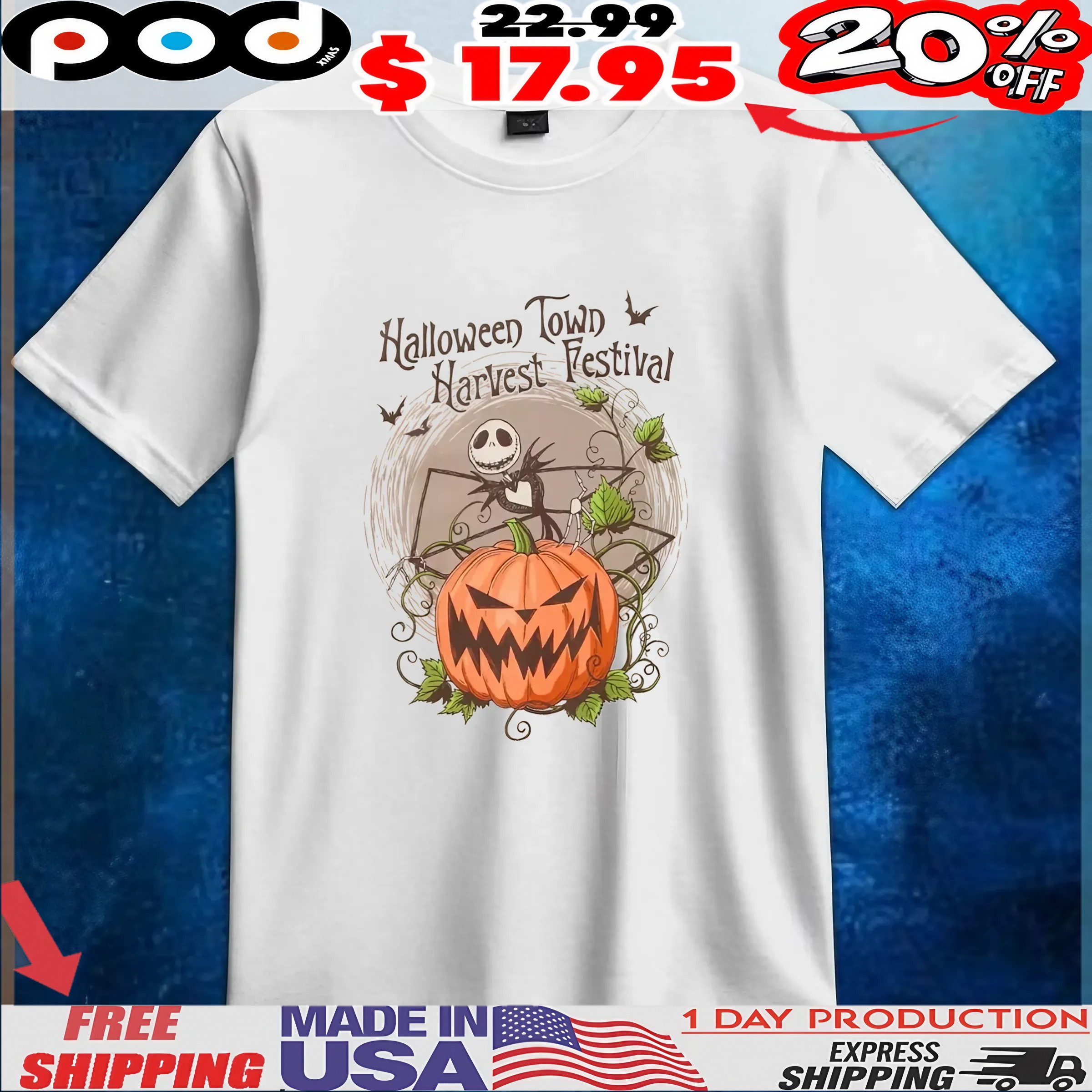 Halloween Town Harvest Festival The Nightmare Before Christmas Pumpkin Harvest T Shirt