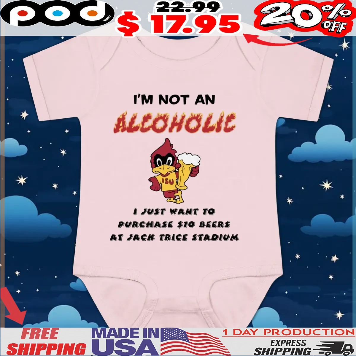 I'm Not An Alcoholic I Just Want To Purchase 10 Beers At Jack Trice Stadium Iowa State Mascot T Shirt