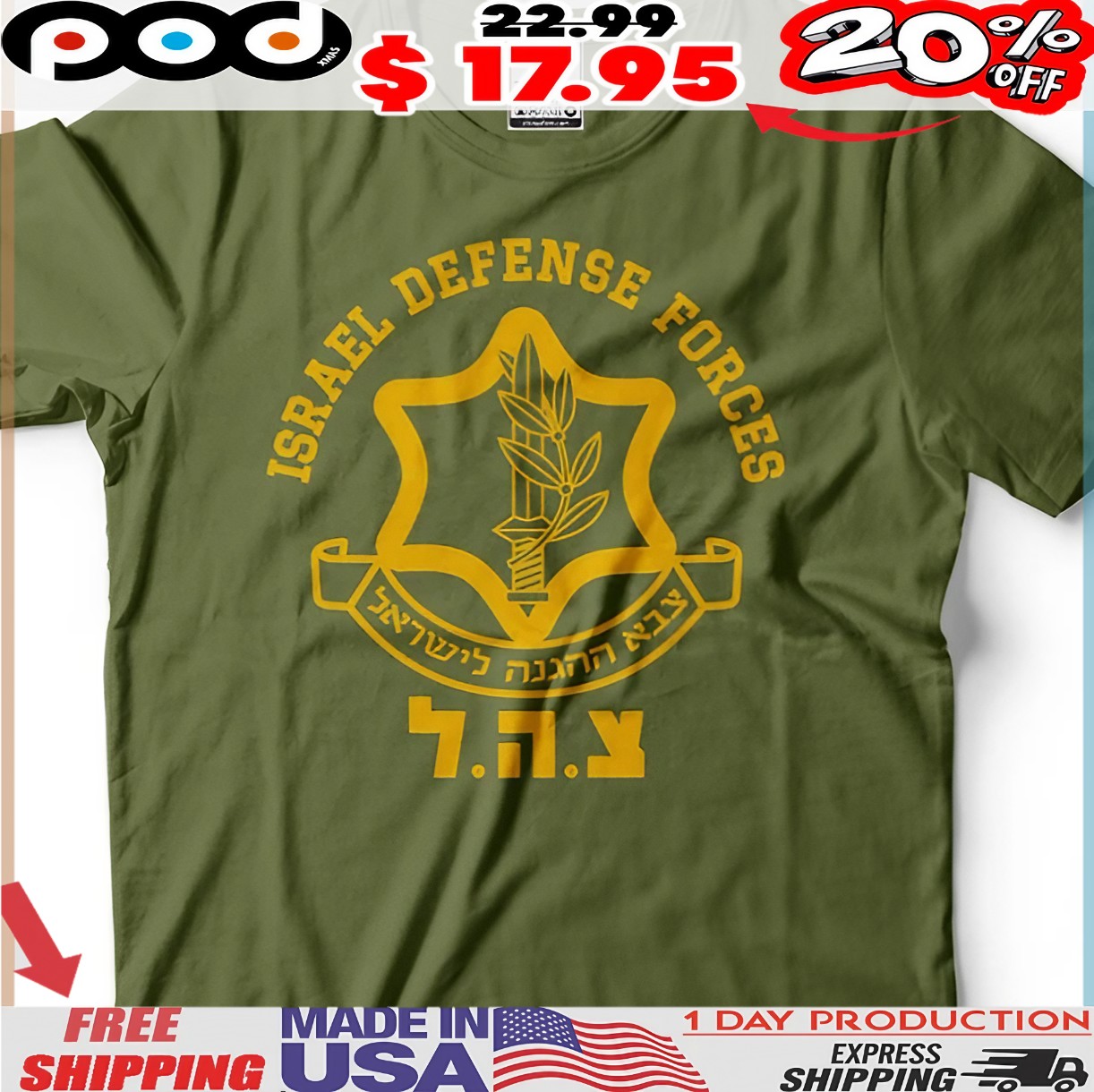 Jeffrey Epstein Wearing Israel Defense Forces IDF Zahal Logo Army T Shirt