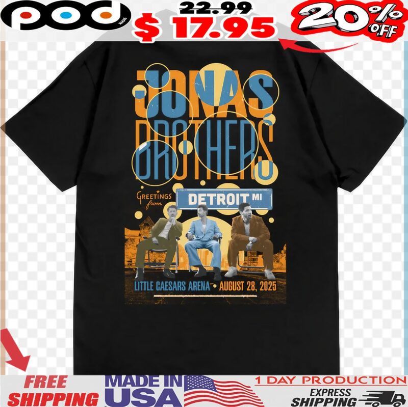 Jonas Brothers Detroit Little Caesars Arena Detroit, Mi 2 Sides T Shirt