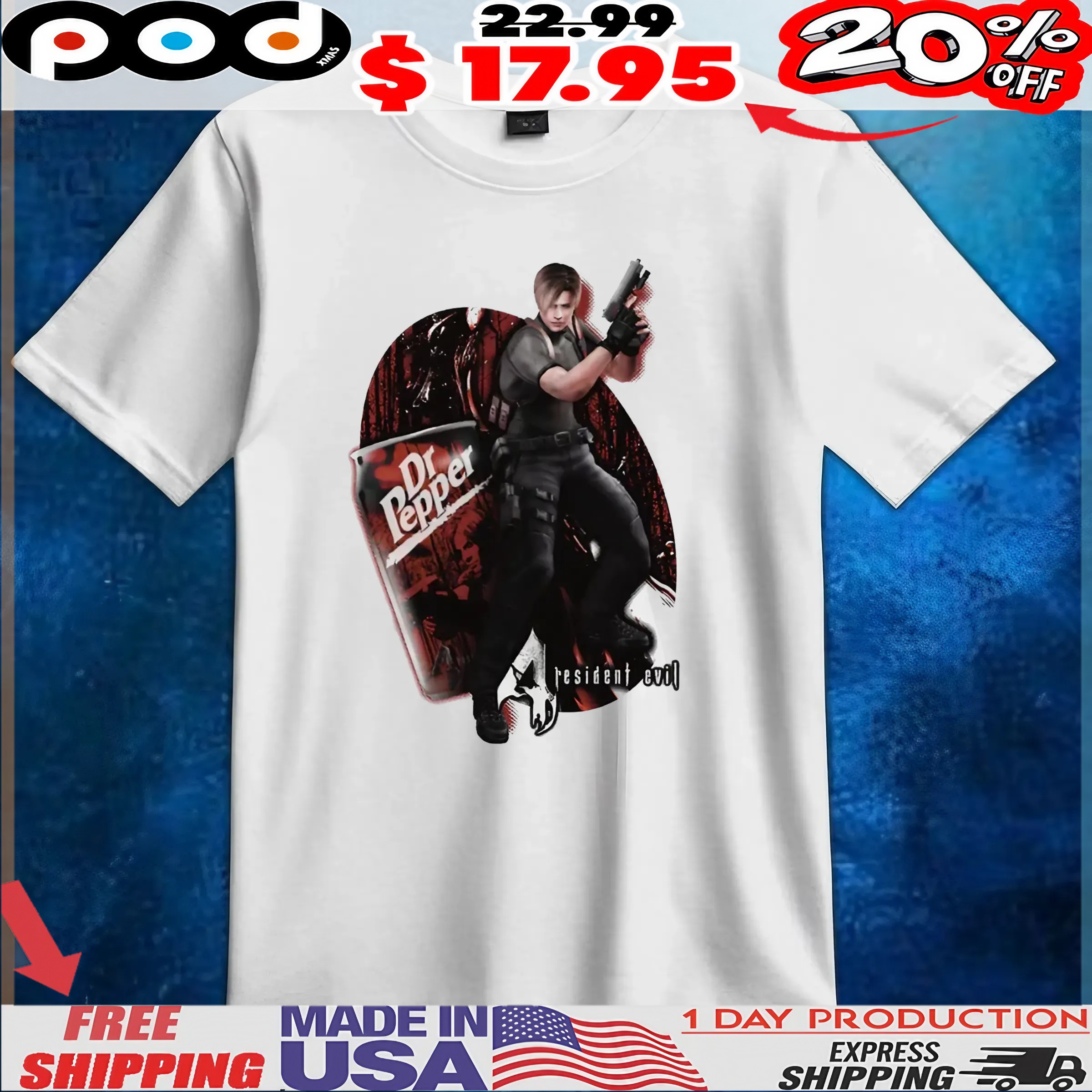 Leon S Kennedy Resident Evil Dr Pepper Soda T Shirt