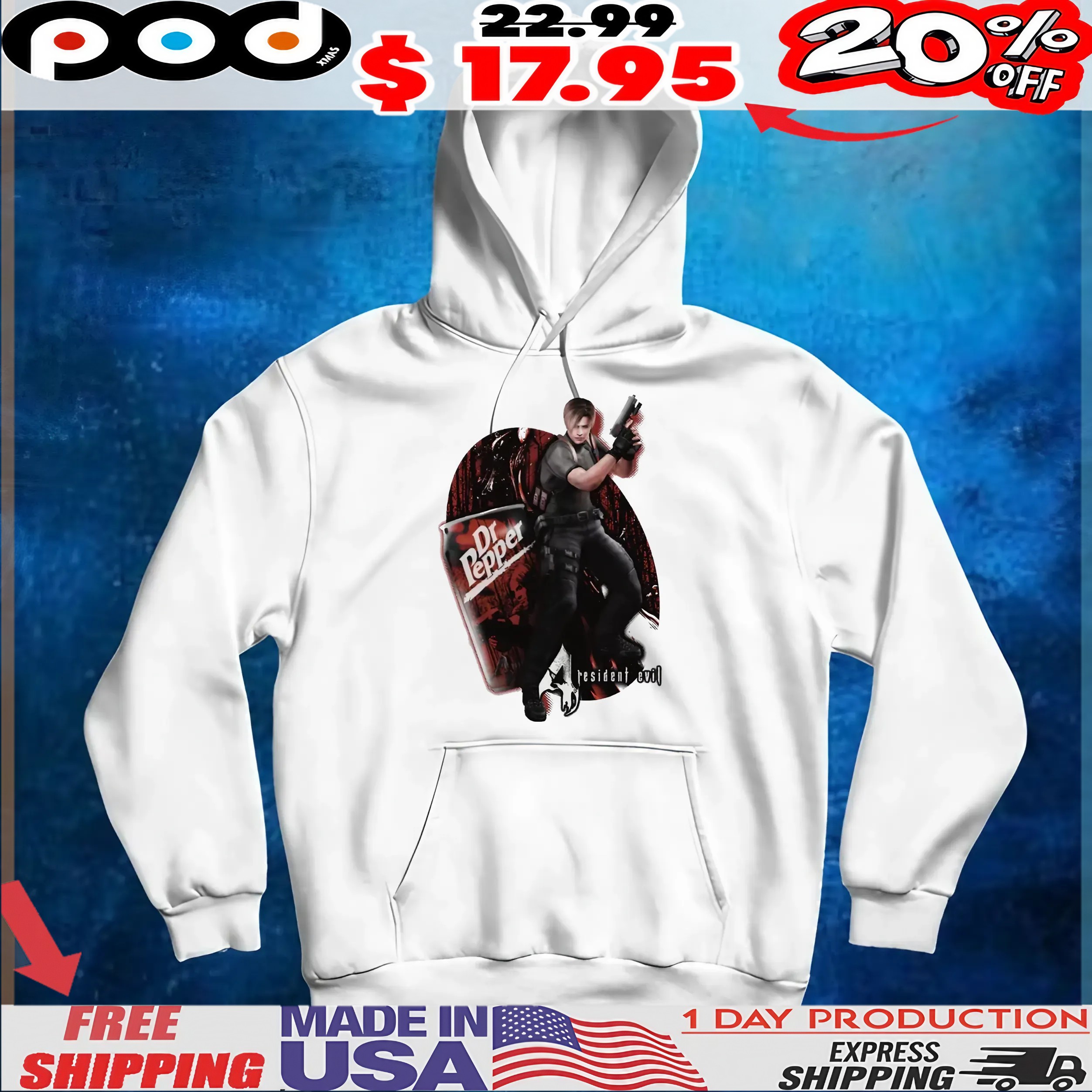 Leon S Kennedy Resident Evil Dr Pepper Soda T Shirt Leon S Kennedy Resident Evil Dr Pepper Soda T Shirt