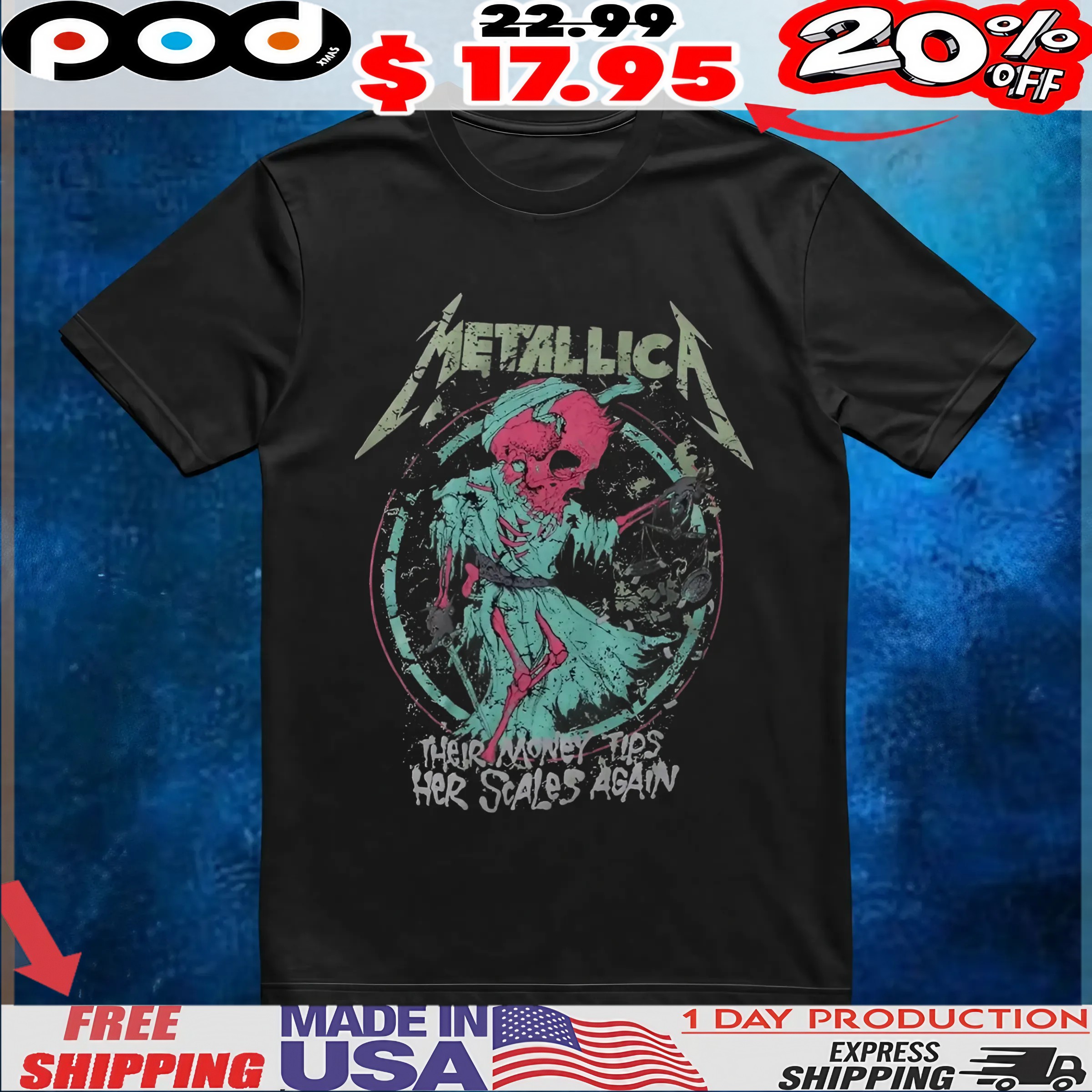 Metallica And Justice For All Skeleton Their Money Tips Her Scales Again T Shirt Metallica And Justice For All Skeleton Their Money Tips Her Scales Again T Shirt