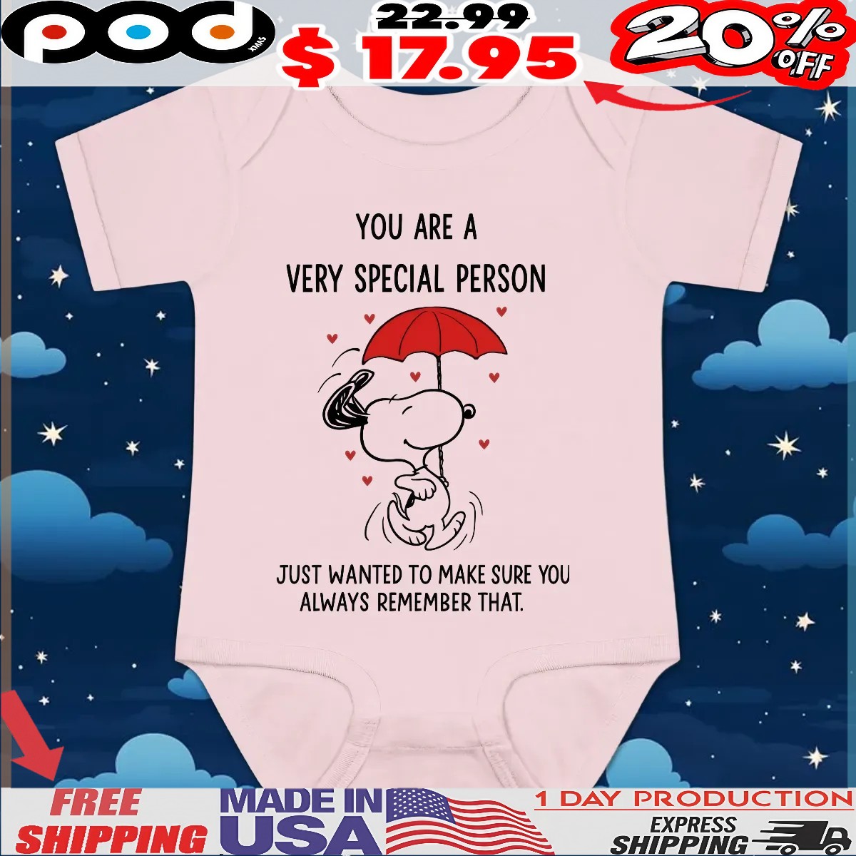 Peanuts Snoopy Raining Hearts You Are A Very Special Person Just Wanted To Make Sure You Always Remember That T Shirt