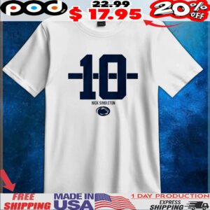 Penn State Football Nicholas Singleton 10 Name Number Stripe T Shirt