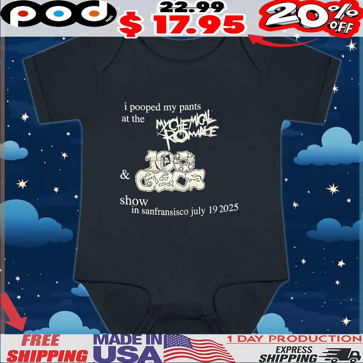Pooped My Pants At The My Chemical Romance & 100 Gecs Show In San Francisco July 19 2025 T Shirt Pooped My Pants At The My Chemical Romance & 100 Gecs Show In San Francisco July 19 2025 T Shirt