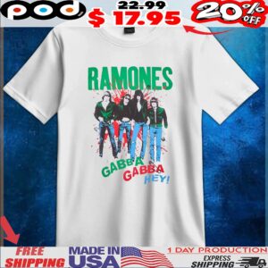 Ramones Gabba Gabba Hey Pinhead Punk Rock Band T Shirt