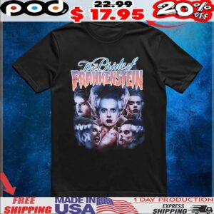 Rock Rebel Universal Monsters The Bride Of Frankenstein Vintage Bootleg Style T Shirt
