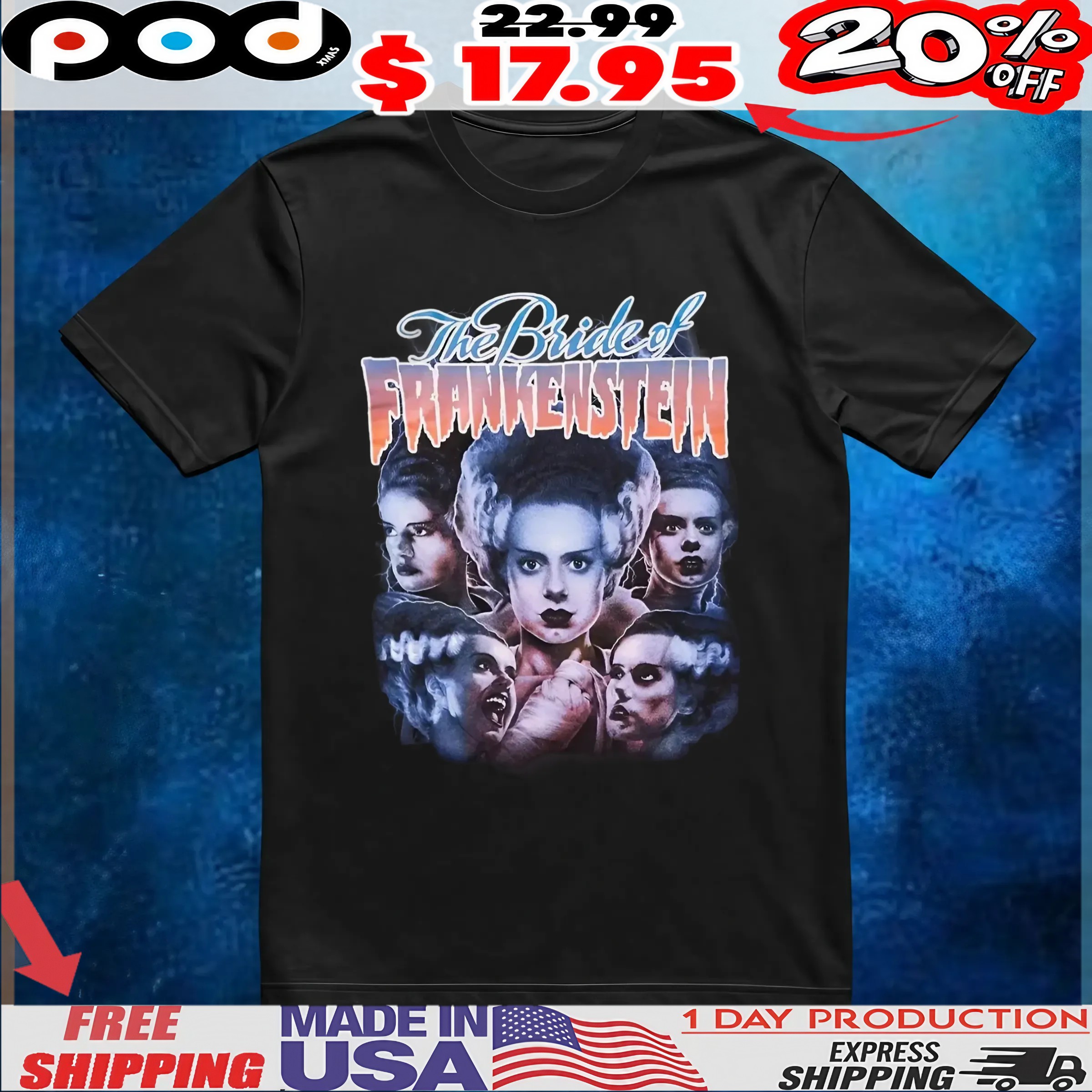 Rock Rebel Universal Monsters The Bride Of Frankenstein Vintage Bootleg Style T Shirt