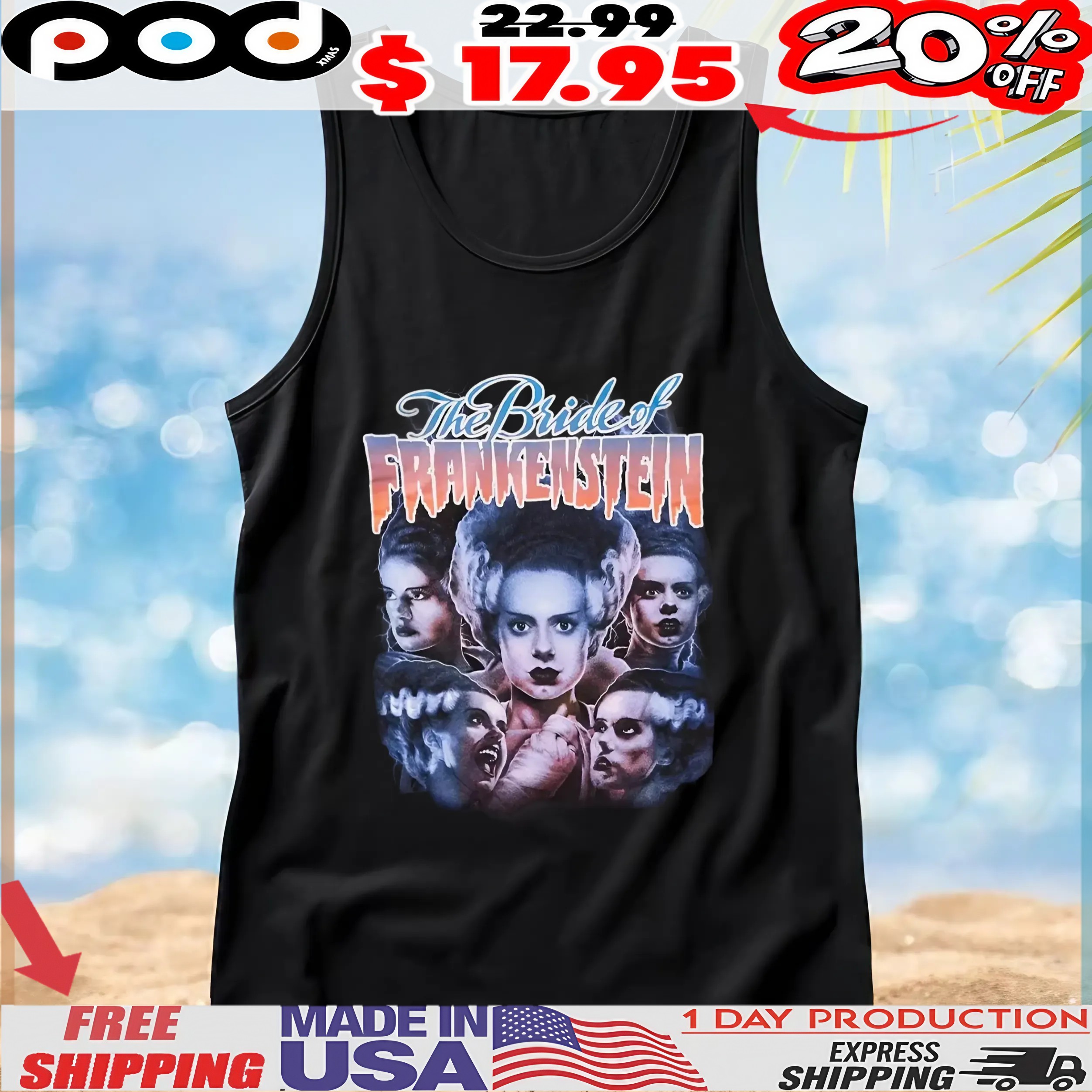 Rock Rebel Universal Monsters The Bride Of Frankenstein Vintage Bootleg Style T Shirt