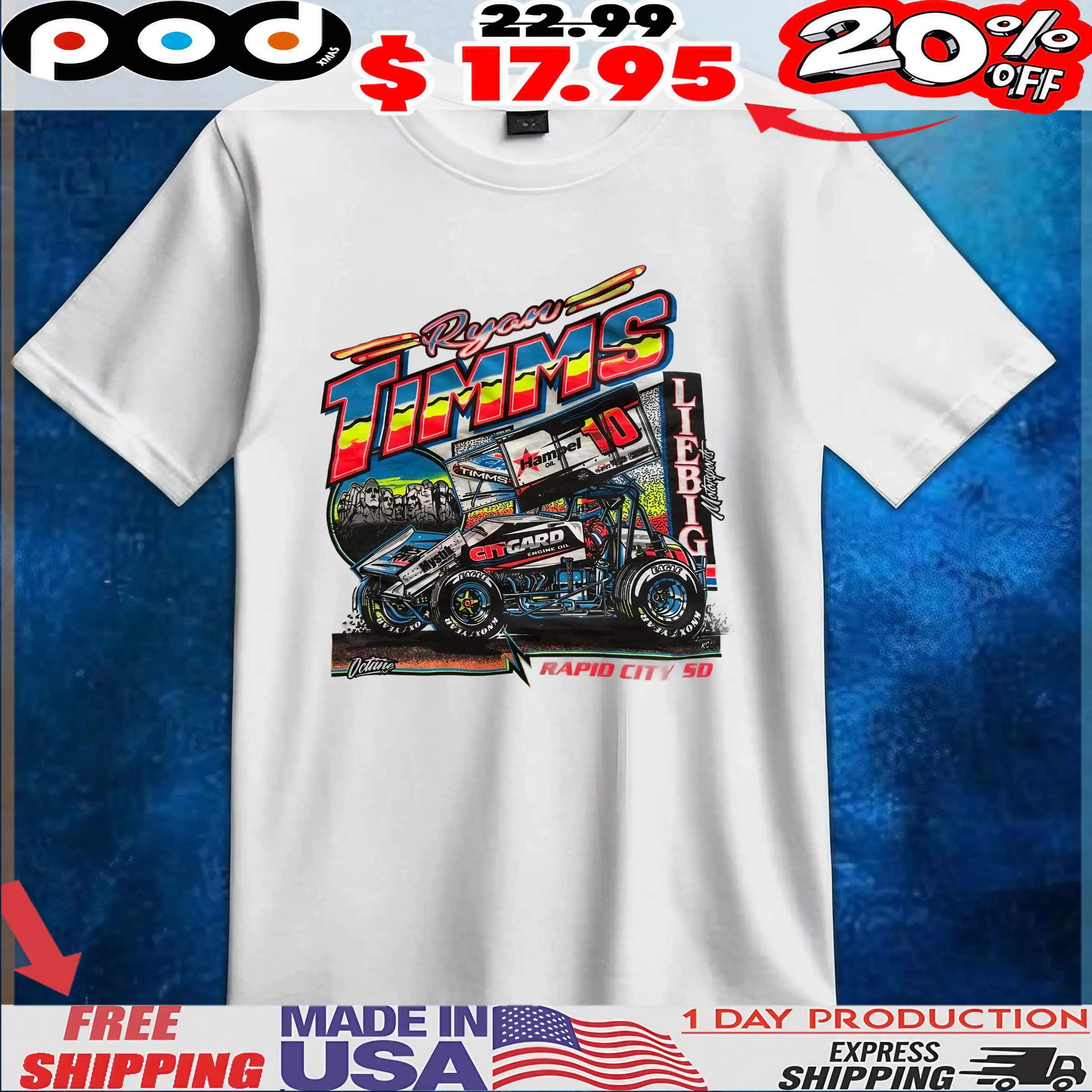 Sprint Car Ryan Timms Rapid City Sd T Shirt Sprint Car Ryan Timms Rapid City Sd T Shirt