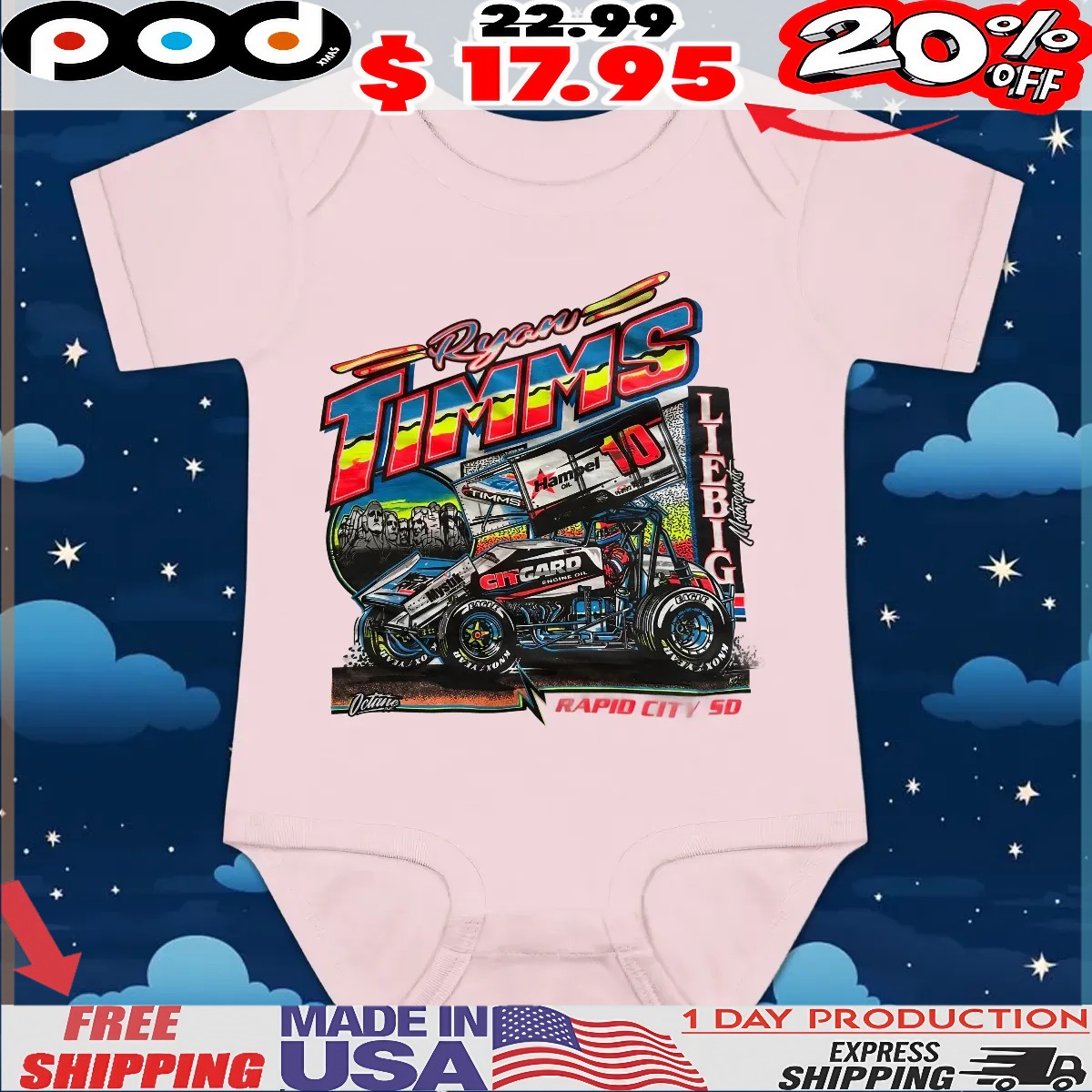 Sprint Car Ryan Timms Rapid City Sd T Shirt Sprint Car Ryan Timms Rapid City Sd T Shirt