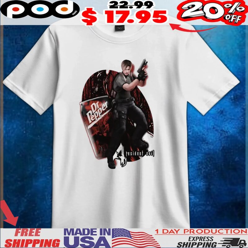 The Unlikely Duo: Why the Internet is Obsessed with Leon Kennedy and Dr Pepper 3 Leon S Kennedy Resident Evil Dr Pepper Soda T Shirt