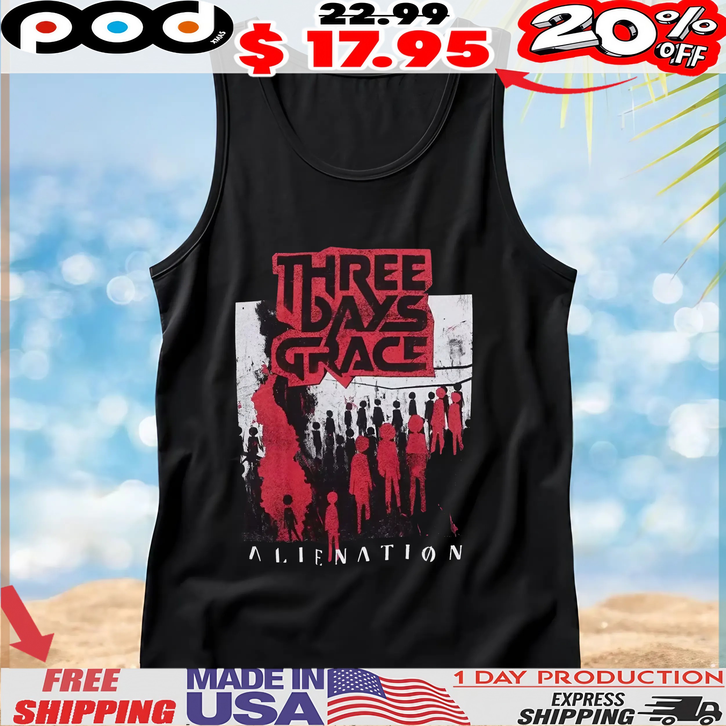 Three Days Grace Alienation Figures 2025 Tour Vintage T Shirt