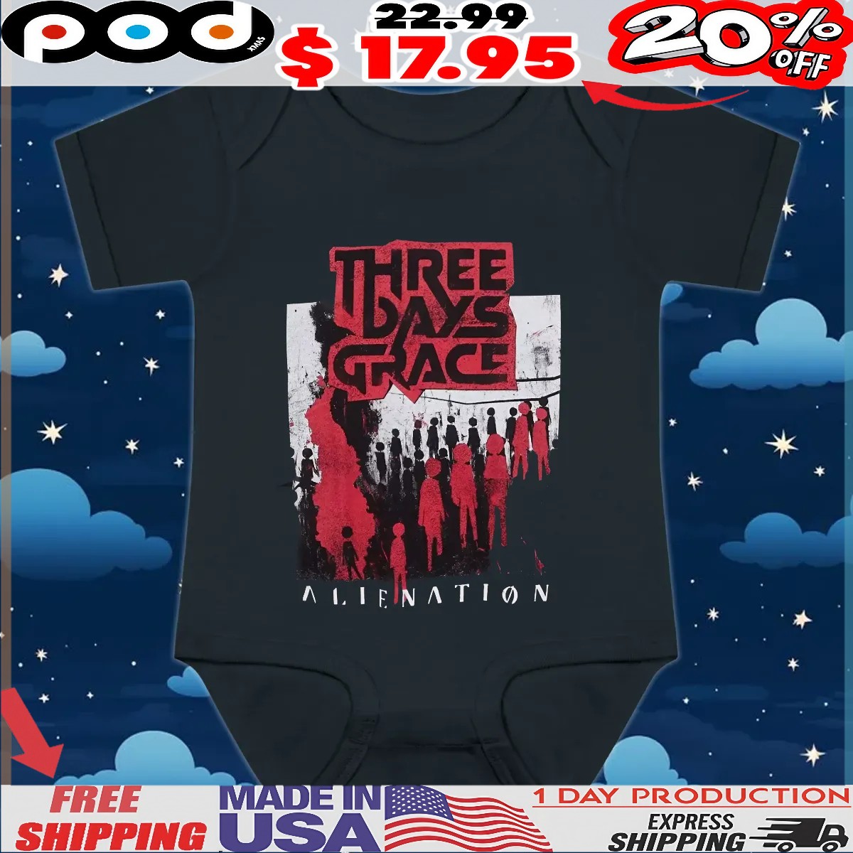 Three Days Grace Alienation Figures 2025 Tour Vintage T Shirt