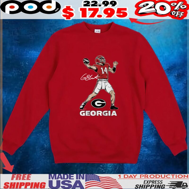 Georgia Football Gunner Stockton Superstar Pose Signature T Shirt