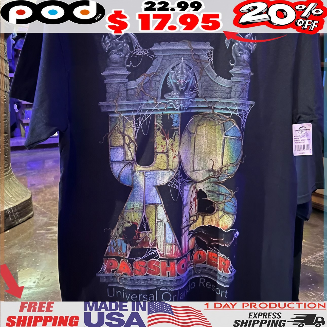 UOAP Universal Orlando Resort Passholder Halloween Horror Nights T Shirt