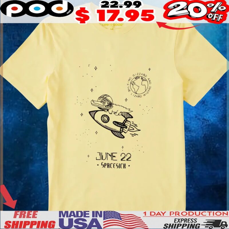 King Gizzard And The Lizard Wizard Gator June 22 Spacesick T Shirt King Gizzard And The Lizard Wizard Gator June 22 Spacesick T Shirt