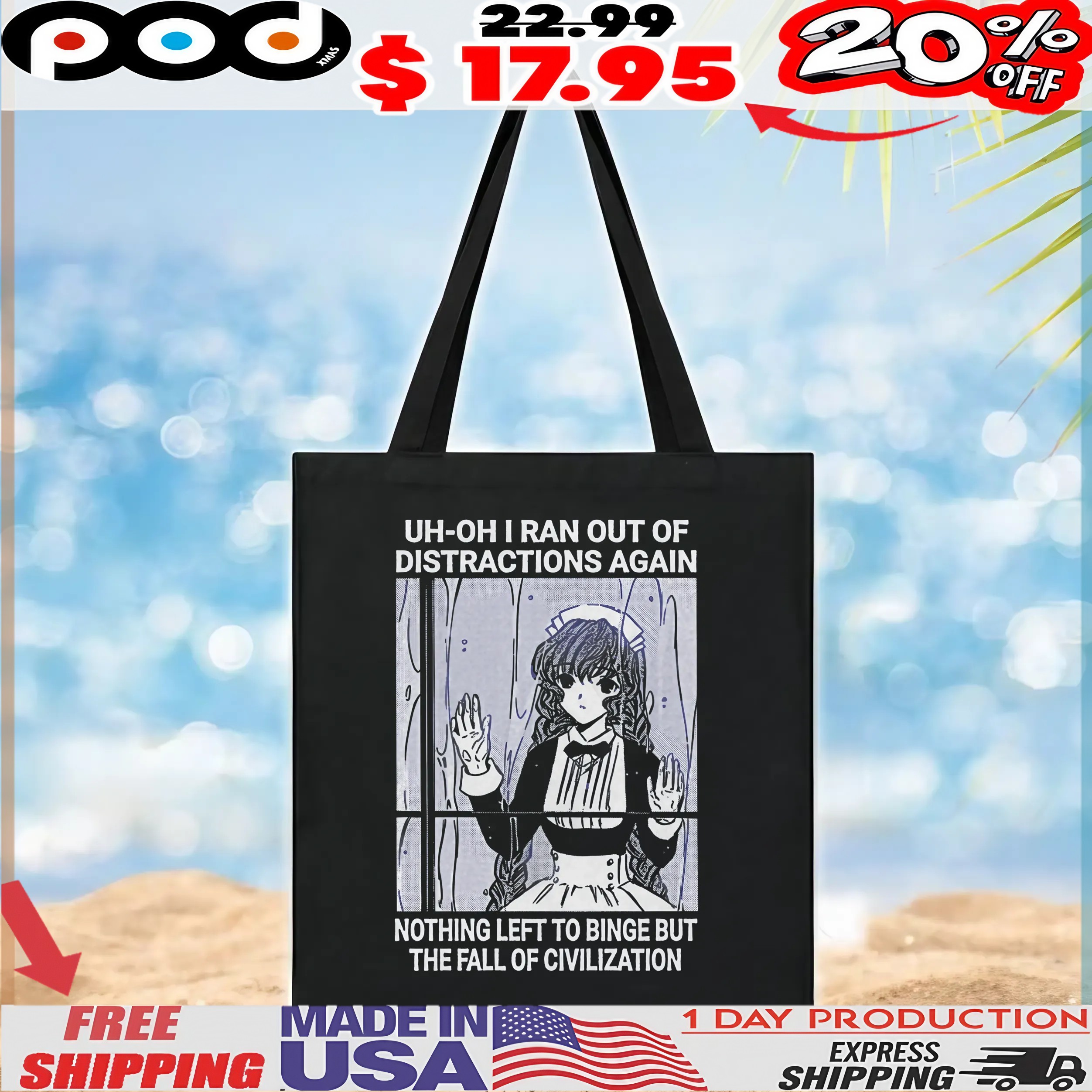 Yuzuki Chobits Uh-oh I Ran Out Of Distractions Again Nothing Left To Binge But The Fall Of Civilization T Shirt