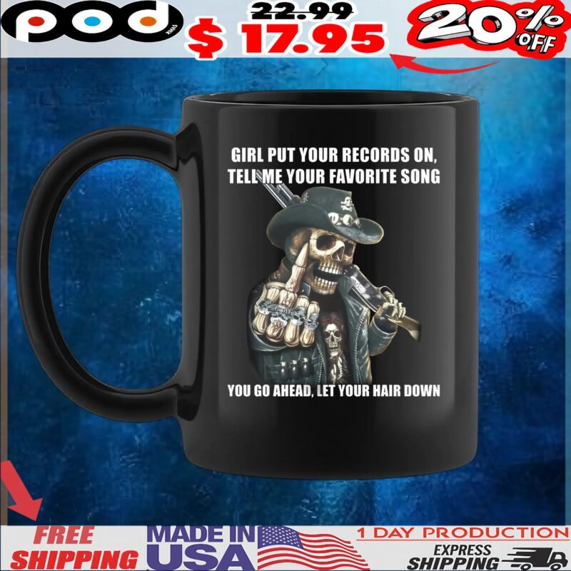 Skeleton Fuck You Finger Girl Put Your Records On, Tell Me Your Favorite Song You Go Ahead, Let Your Hair Down MEME T Shirt