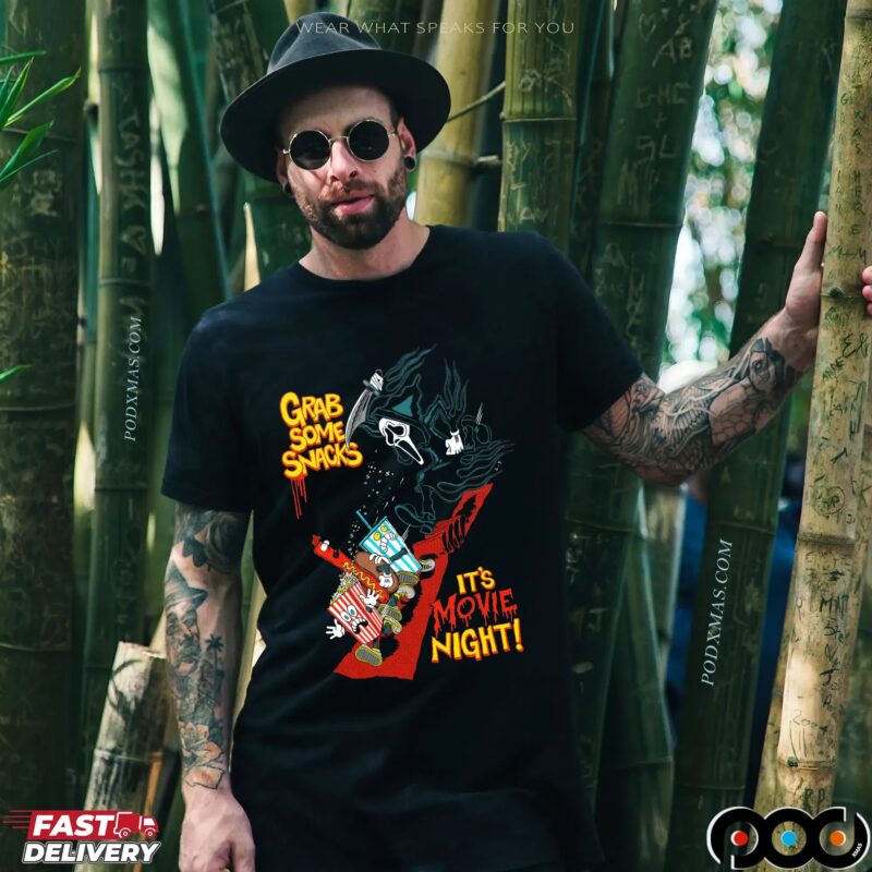 Ghost Face Grab Some Snacks It's The Movies Night Halloween T Shirt