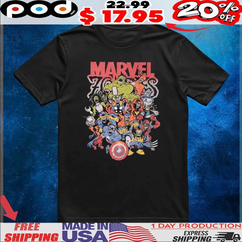 Marvel Zombies Hulk, Captain America, Wolverine, Thor, Iron Man, Spider-man T Shirt