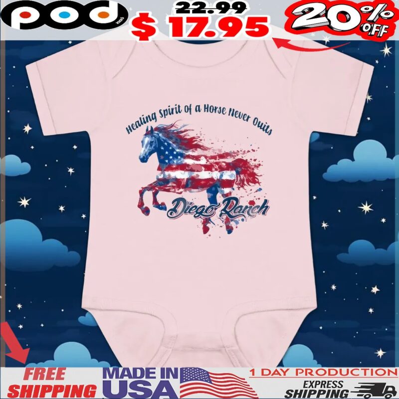 Healing Spirit of a Horse Never Quits Diego Ranch Flag T Shirt