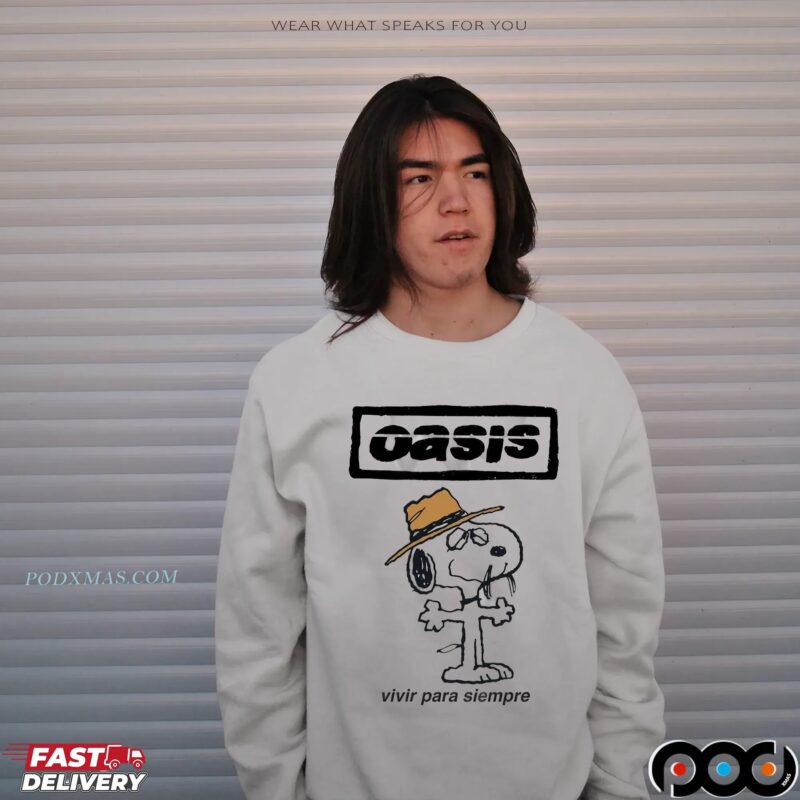 Snoopy Oasis Live Forever Vivir Para Siempre Mashup T Shirt
